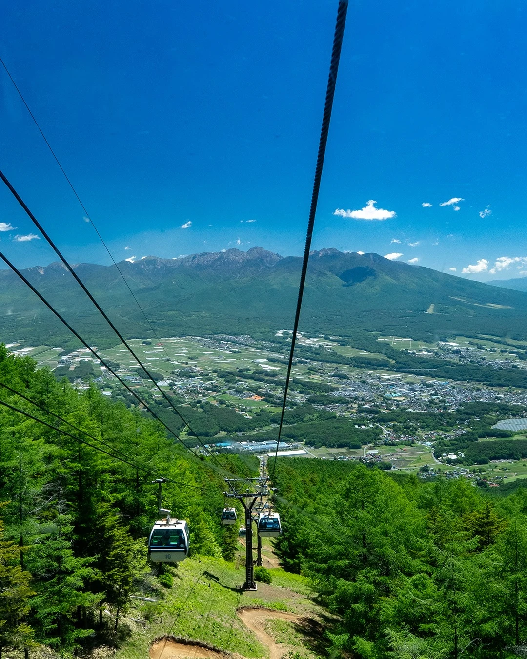 ゴンドラから望む八ヶ岳と富士見の景色